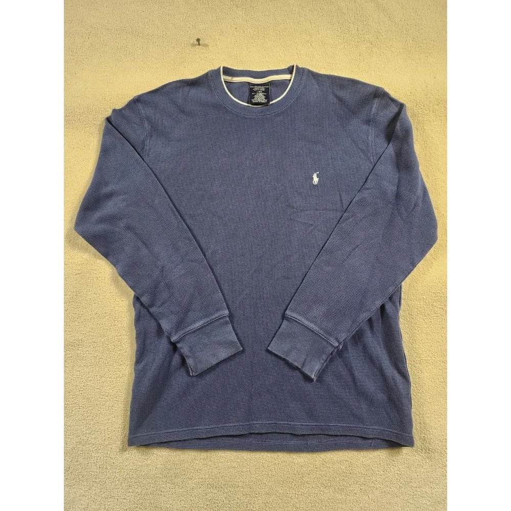Polo Ralph Lauren Shirt Mens L Large Blue Sleepwear Thermal Long Sleeve